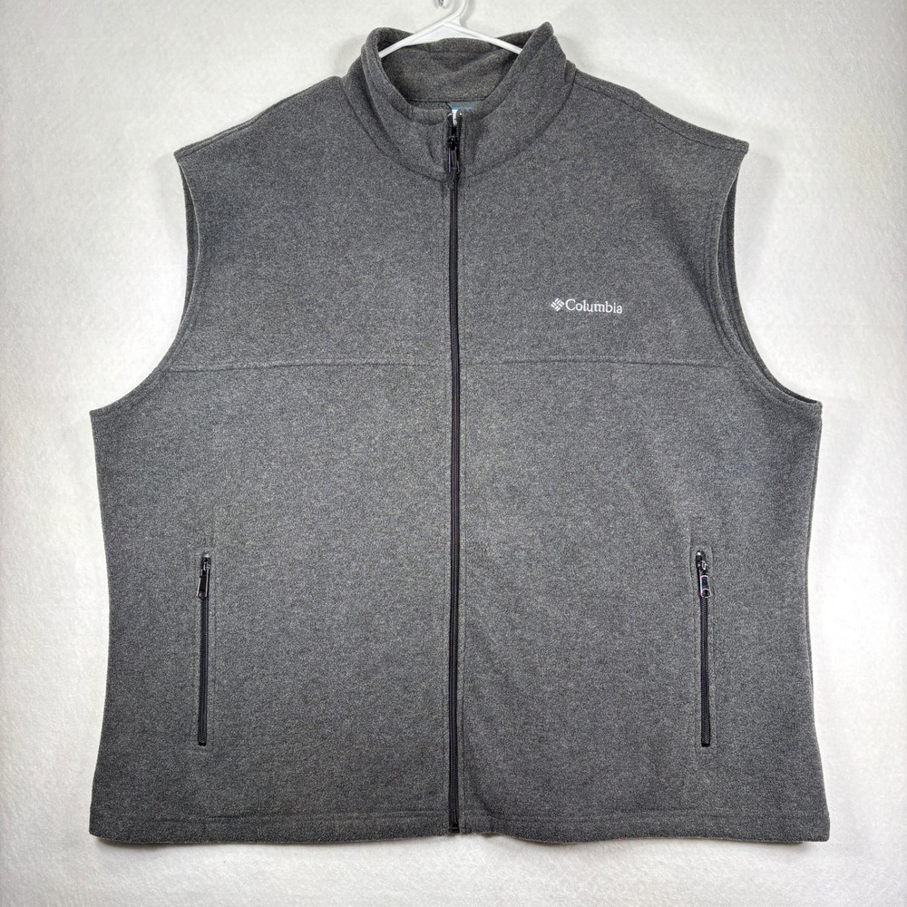 Columbia Sportswear Fleece Vest Gray XXL Full Zip Outdoor Lightweight
